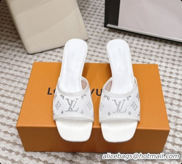 Top Grade LV X TM Mesh & Strass Mules with Cherry Heel 6072880 White 2026