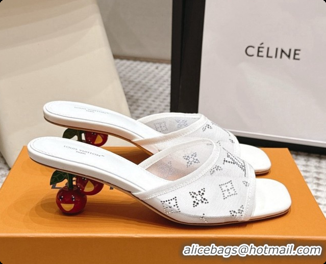Top Grade LV X TM Mesh & Strass Mules with Cherry Heel 6072880 White 2026