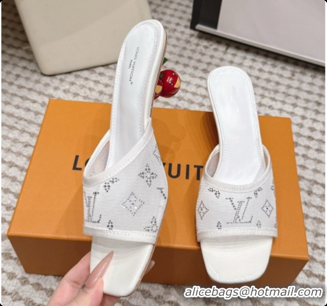 Top Grade LV X TM Mesh & Strass Mules with Cherry Heel 6072880 White 2026