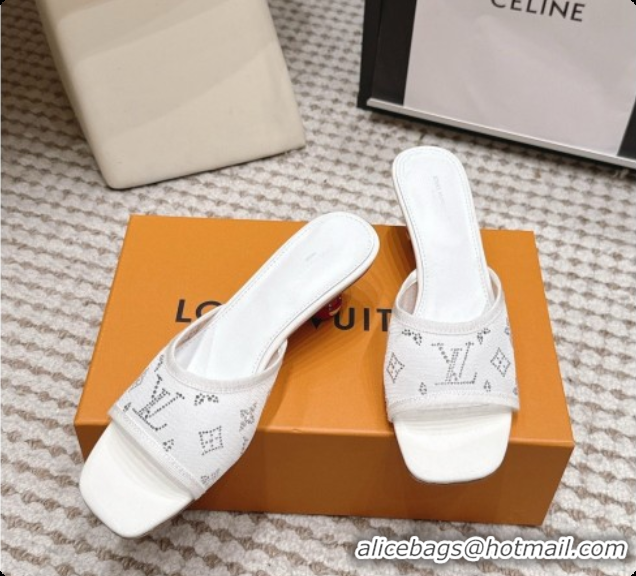 Top Grade LV X TM Mesh & Strass Mules with Cherry Heel 6072880 White 2026