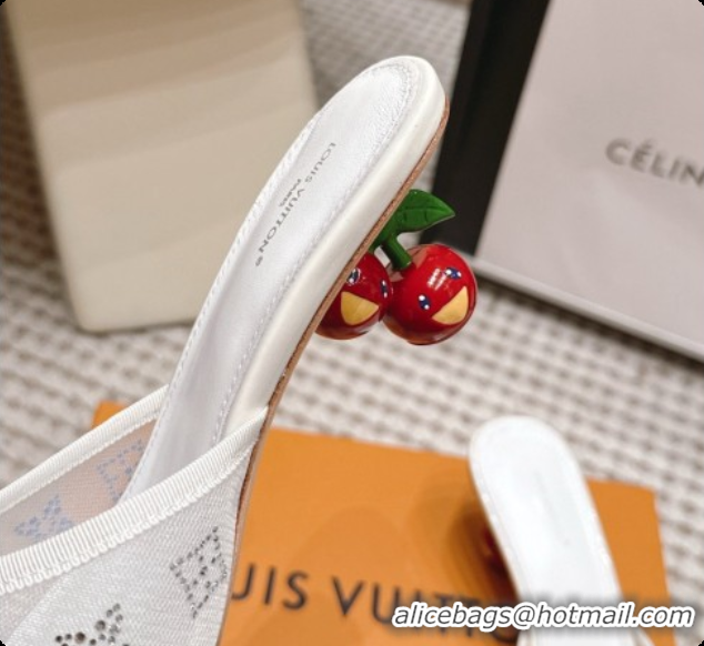 Top Grade LV X TM Mesh & Strass Mules with Cherry Heel 6072880 White 2026