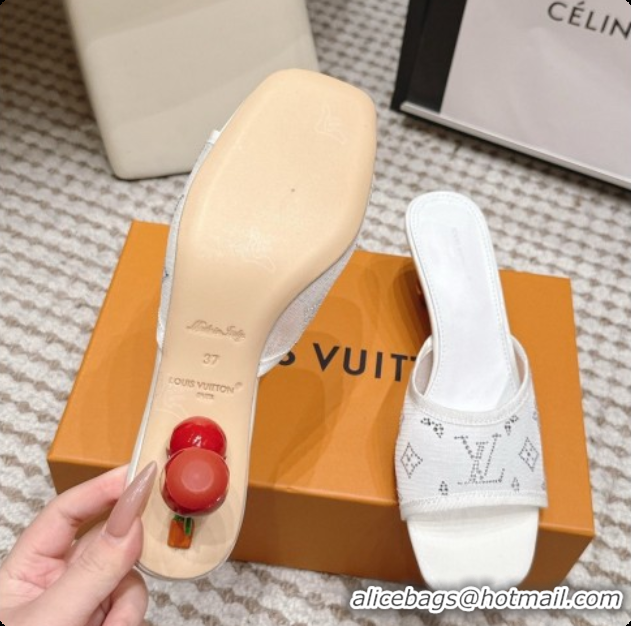 Top Grade LV X TM Mesh & Strass Mules with Cherry Heel 6072880 White 2026