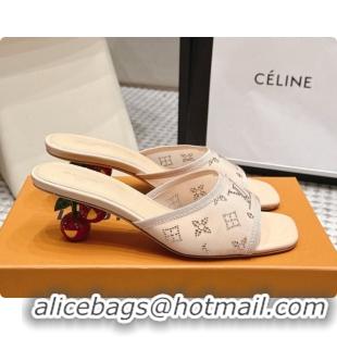Good Quality LV X TM Mesh & Strass Mules with Cherry Heel 6072880 Beige 2026