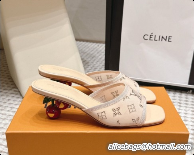 Good Quality LV X TM Mesh & Strass Mules with Cherry Heel 6072880 Beige 2026