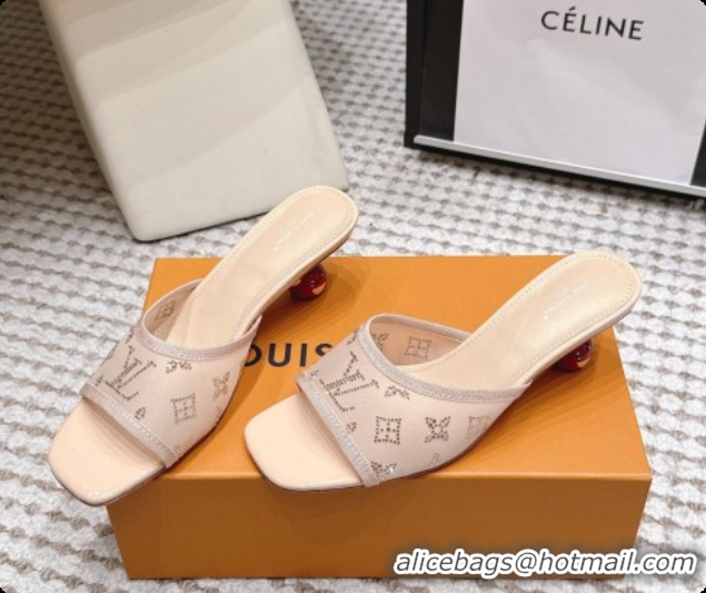 Good Quality LV X TM Mesh & Strass Mules with Cherry Heel 6072880 Beige 2026
