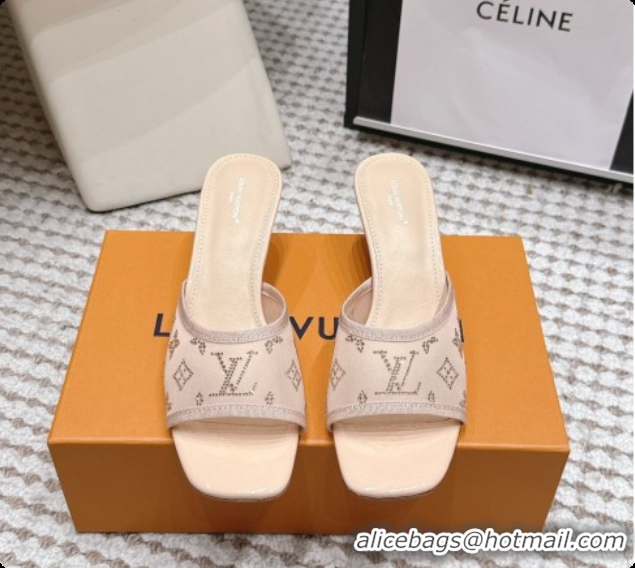 Good Quality LV X TM Mesh & Strass Mules with Cherry Heel 6072880 Beige 2026