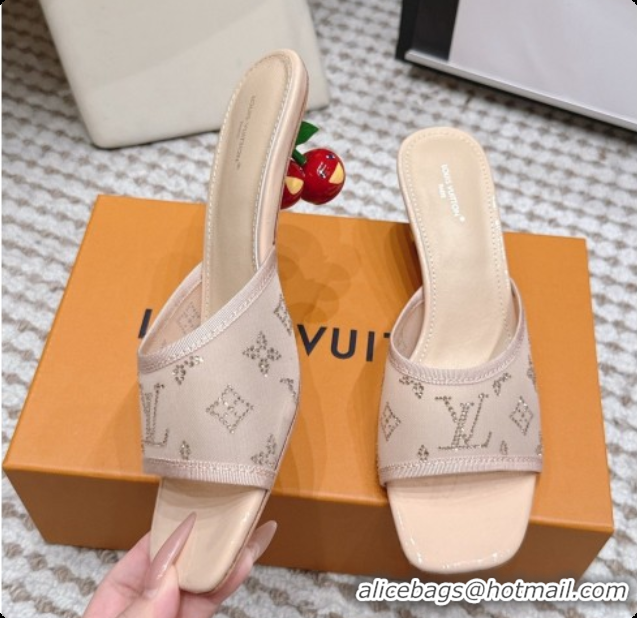 Good Quality LV X TM Mesh & Strass Mules with Cherry Heel 6072880 Beige 2026