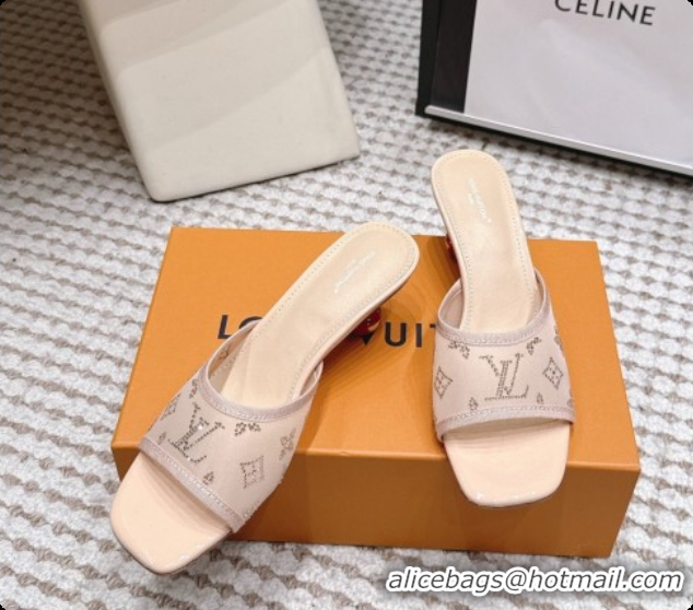 Good Quality LV X TM Mesh & Strass Mules with Cherry Heel 6072880 Beige 2026