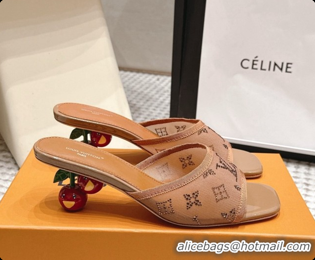 Grade Quality LV X TM Mesh & Strass Mules with Cherry Heel 6072880 Brown 2026
