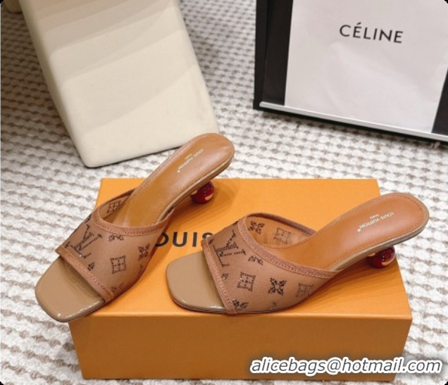 Grade Quality LV X TM Mesh & Strass Mules with Cherry Heel 6072880 Brown 2026