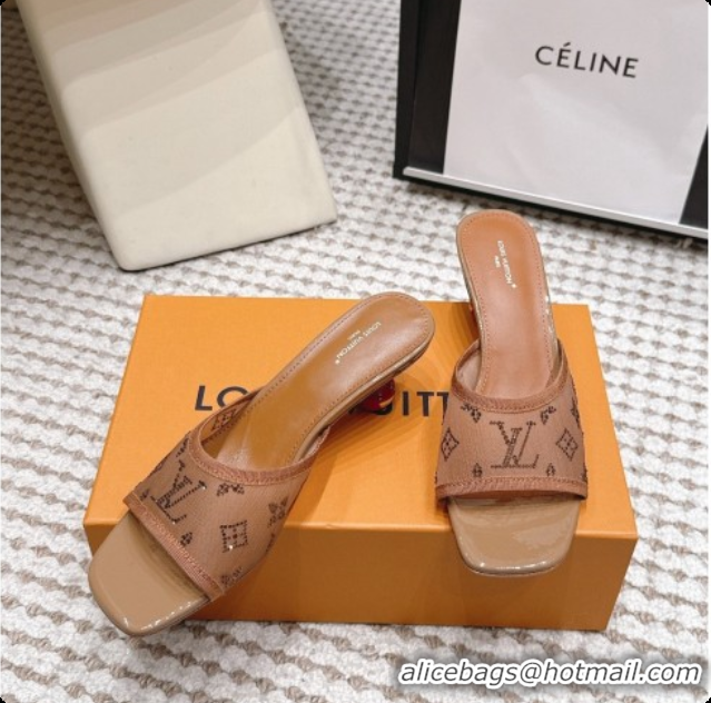 Grade Quality LV X TM Mesh & Strass Mules with Cherry Heel 6072880 Brown 2026