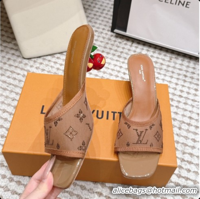 Grade Quality LV X TM Mesh & Strass Mules with Cherry Heel 6072880 Brown 2026