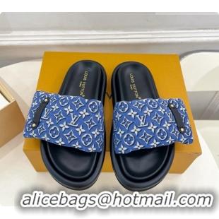Buy Luxury Louis Vuitton Pool Pillow Flat Comfort Mule in Monogram Denim Blue 6072890 2026