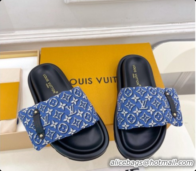 Buy Luxury Louis Vuitton Pool Pillow Flat Comfort Mule in Monogram Denim Blue 6072890 2026