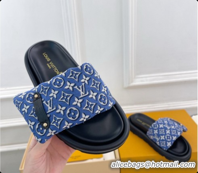 Buy Luxury Louis Vuitton Pool Pillow Flat Comfort Mule in Monogram Denim Blue 6072890 2026