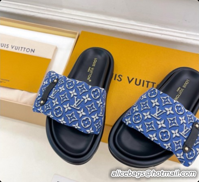 Buy Luxury Louis Vuitton Pool Pillow Flat Comfort Mule in Monogram Denim Blue 6072890 2026