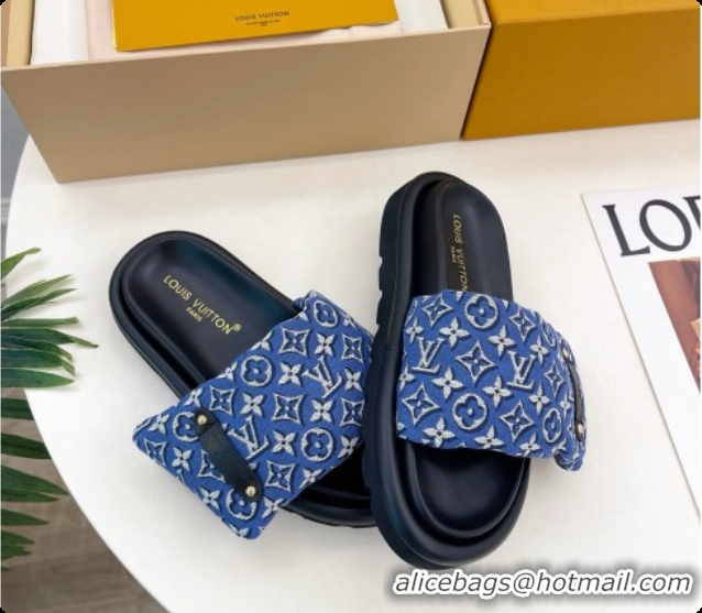 Buy Luxury Louis Vuitton Pool Pillow Flat Comfort Mule in Monogram Denim Blue 6072890 2026
