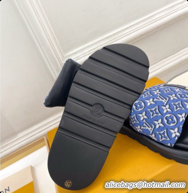 Buy Luxury Louis Vuitton Pool Pillow Flat Comfort Mule in Monogram Denim Blue 6072890 2026