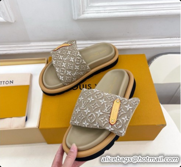 Good Looking Louis Vuitton Pool Pillow Flat Comfort Mule in Monogram Denim Grey 6072886 2026