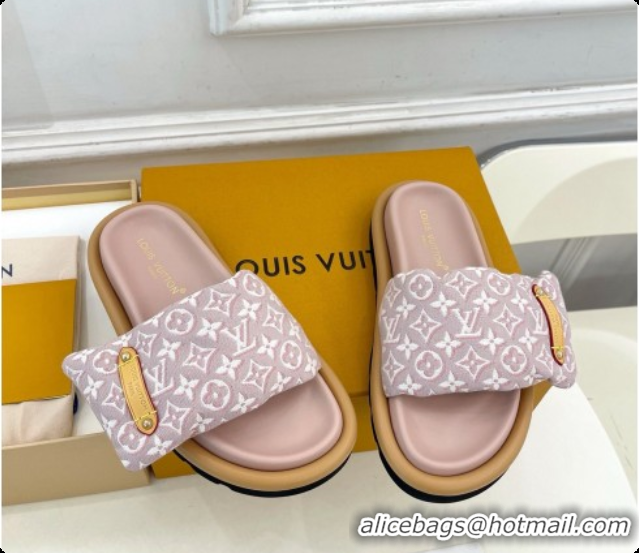 Sumptuous Louis Vuitton Pool Pillow Flat Comfort Mule in Monogram Denim Pink 6072887 2026