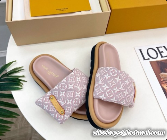 Sumptuous Louis Vuitton Pool Pillow Flat Comfort Mule in Monogram Denim Pink 6072887 2026