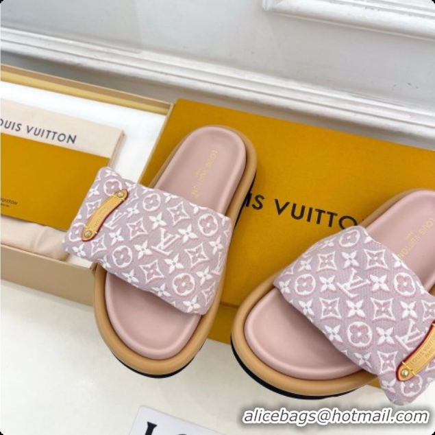 Sumptuous Louis Vuitton Pool Pillow Flat Comfort Mule in Monogram Denim Pink 6072887 2026