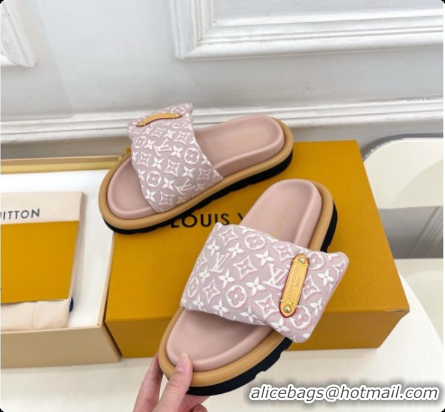 Sumptuous Louis Vuitton Pool Pillow Flat Comfort Mule in Monogram Denim Pink 6072887 2026