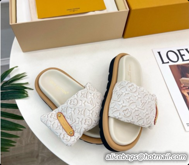 Low Price Louis Vuitton Pool Pillow Flat Comfort Mule in Monogram Denim Beige 6072888 2026
