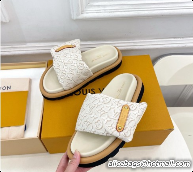 Low Price Louis Vuitton Pool Pillow Flat Comfort Mule in Monogram Denim Beige 6072888 2026