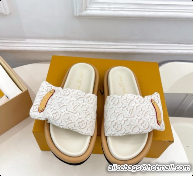 Low Price Louis Vuitton Pool Pillow Flat Comfort Mule in Monogram Denim Beige 6072888 2026