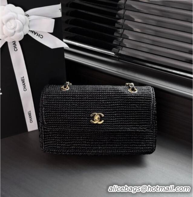 Big Discount Chanel Coco Beach Braided Raffia Flap Bag AS6088 Black 2026