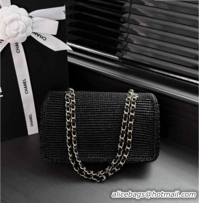 Big Discount Chanel Coco Beach Braided Raffia Flap Bag AS6088 Black 2026