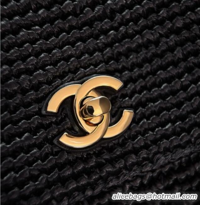 Big Discount Chanel Coco Beach Braided Raffia Flap Bag AS6088 Black 2026