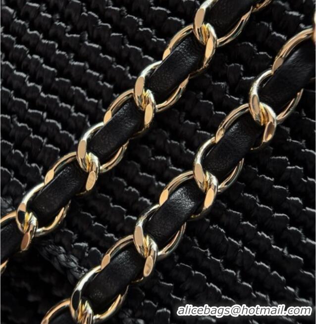 Big Discount Chanel Coco Beach Braided Raffia Flap Bag AS6088 Black 2026