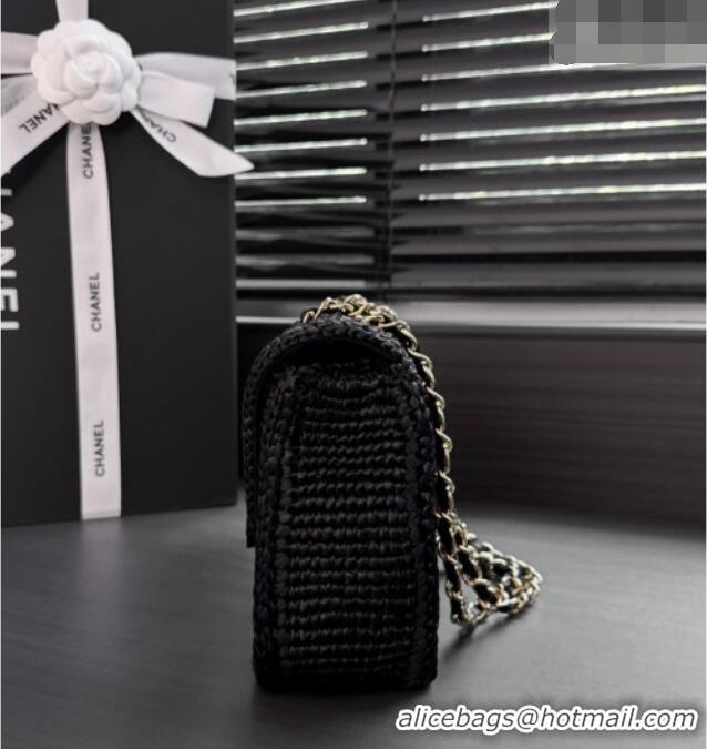 Big Discount Chanel Coco Beach Braided Raffia Flap Bag AS6088 Black 2026