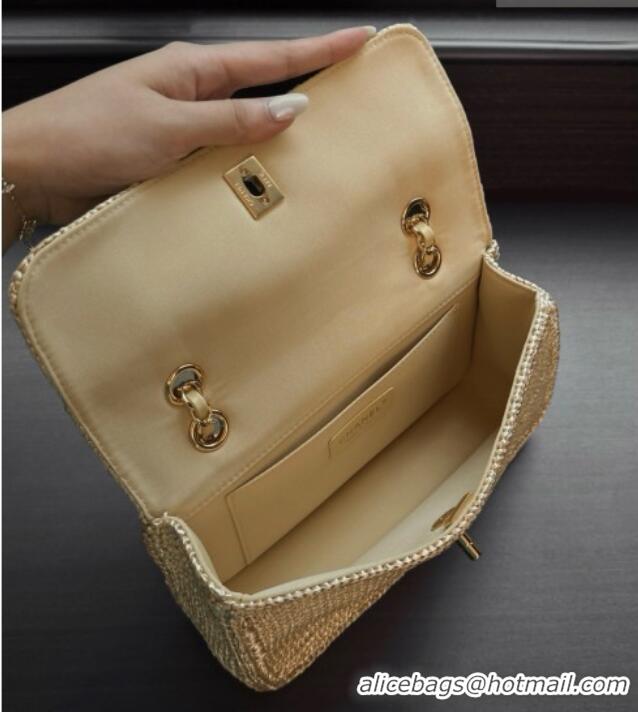Good Looking Chanel Coco Beach Braided Raffia Flap Bag AS6088 Beige 2026
