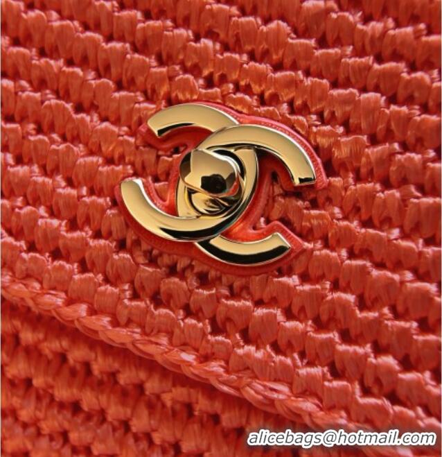 Cheapest Chanel Coco Beach Braided Raffia Flap Bag AS6088 Orange 2026