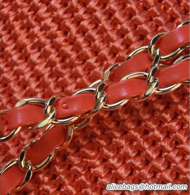 Cheapest Chanel Coco Beach Braided Raffia Flap Bag AS6088 Orange 2026