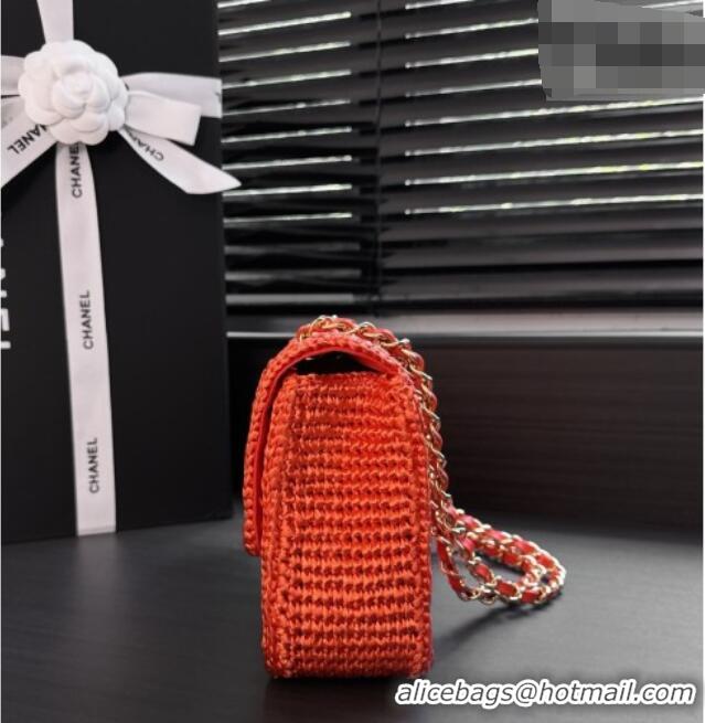 Cheapest Chanel Coco Beach Braided Raffia Flap Bag AS6088 Orange 2026