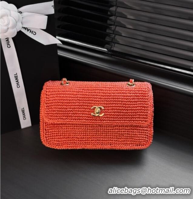 Cheapest Chanel Coco Beach Braided Raffia Flap Bag AS6088 Orange 2026