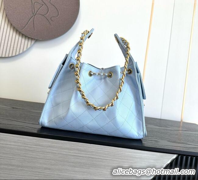 Buy Fashionable Chanel 25 Small Handbag in Grained Calfskin AS5293 Light Blue 2026