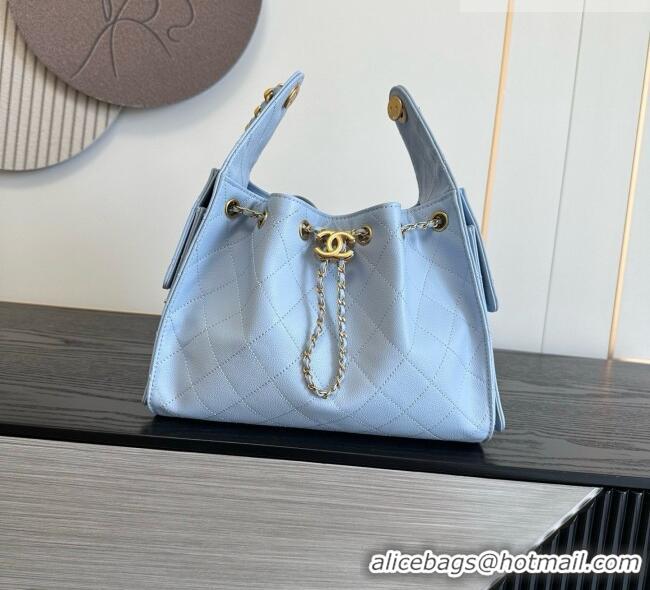 Buy Fashionable Chanel 25 Small Handbag in Grained Calfskin AS5293 Light Blue 2026