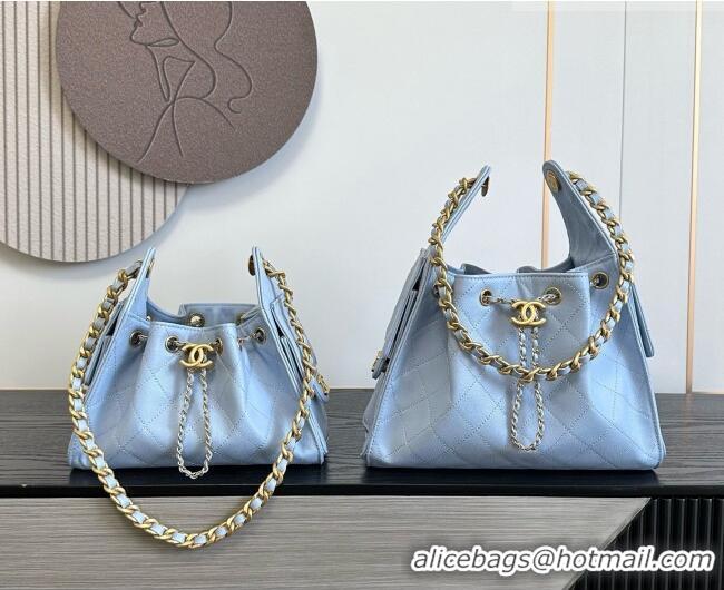 Buy Fashionable Chanel 25 Small Handbag in Grained Calfskin AS5293 Light Blue 2026