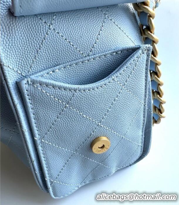 Shop Promotional Chanel 25 Mini Handbag in Grained Calfskin AS5631 Light Blue 2026