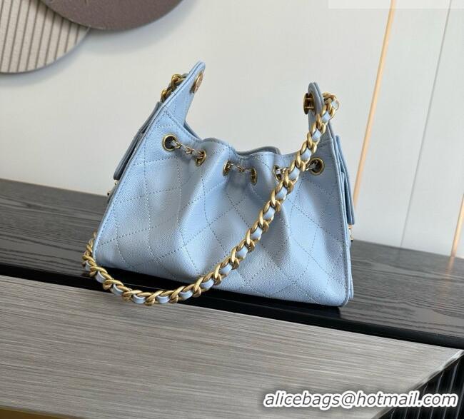 Shop Promotional Chanel 25 Mini Handbag in Grained Calfskin AS5631 Light Blue 2026