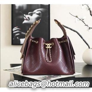Famous Brand Chanel 25 Small Handbag in Hollowed-out Calfskin AS5293 Burgundy 2026