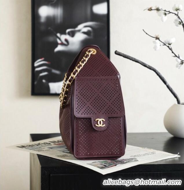 Famous Brand Chanel 25 Small Handbag in Hollowed-out Calfskin AS5293 Burgundy 2026