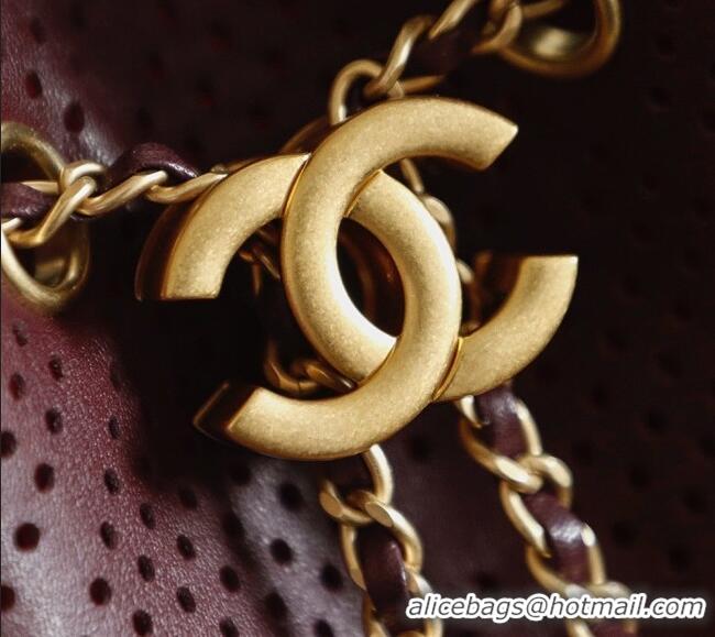 Famous Brand Chanel 25 Small Handbag in Hollowed-out Calfskin AS5293 Burgundy 2026