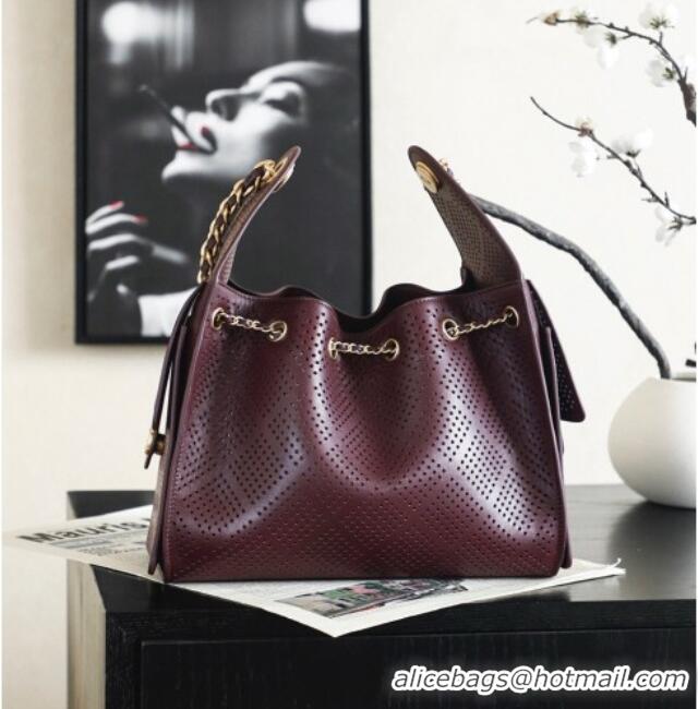 Famous Brand Chanel 25 Small Handbag in Hollowed-out Calfskin AS5293 Burgundy 2026
