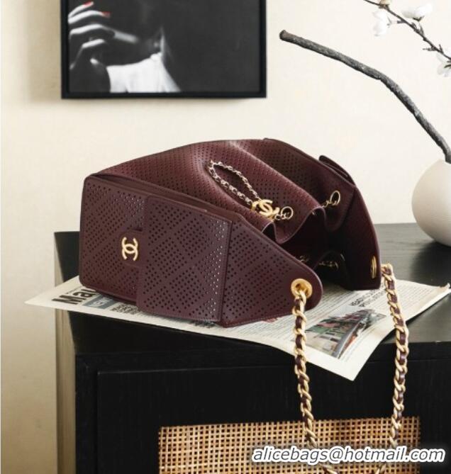 Famous Brand Chanel 25 Small Handbag in Hollowed-out Calfskin AS5293 Burgundy 2026